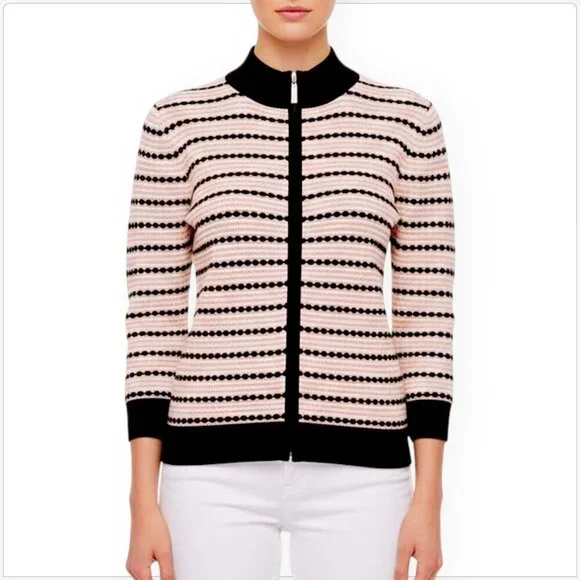St. John Sport Knit Cardigan Jacket Striped Zip Front $900 New NWT Size M - Picture 1 of 5